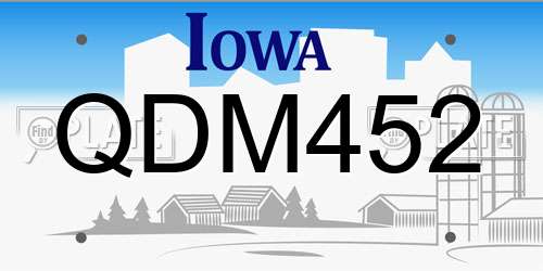 QDM452 Iowa License Plate