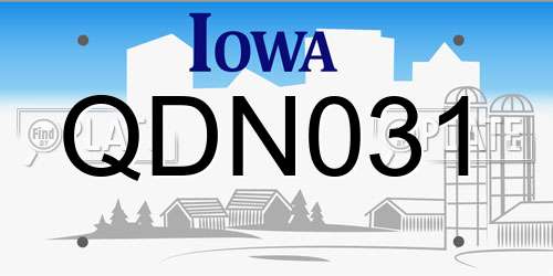 QDN031 Iowa License Plate