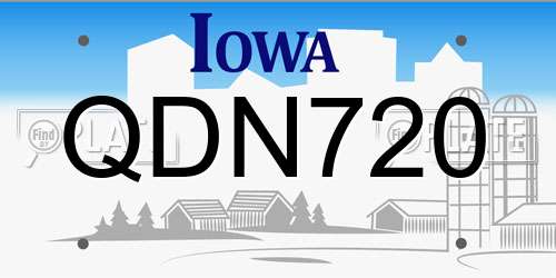 QDN720 Iowa License Plate