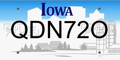 QDN72O Iowa License Plate