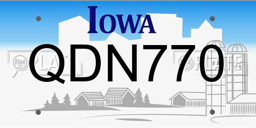 QDN770 Iowa License Plate