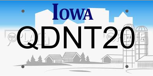 QDNT20 Iowa License Plate
