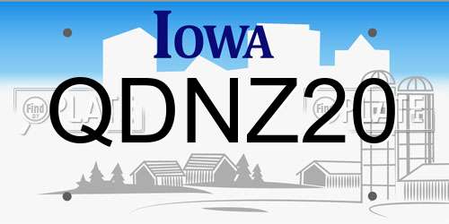 QDNZ20 Iowa License Plate