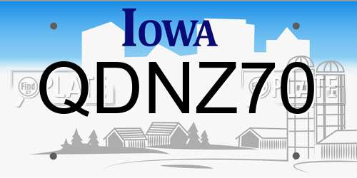QDNZ70 Iowa License Plate