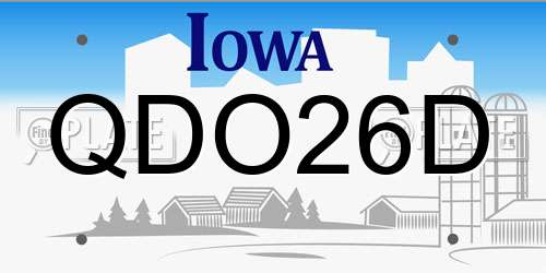QDO26D Iowa License Plate