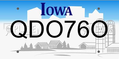 QDO76O Iowa License Plate