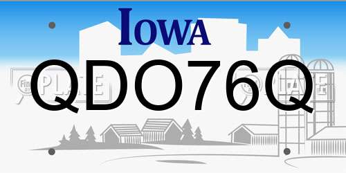 QDO76Q Iowa License Plate