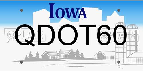 QDOT60 Iowa License Plate