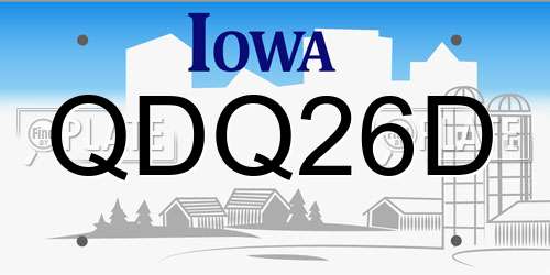 QDQ26D Iowa License Plate