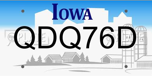 QDQ76D Iowa License Plate