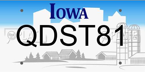 QDST81 Iowa License Plate
