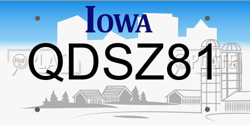 QDSZ81 Iowa License Plate
