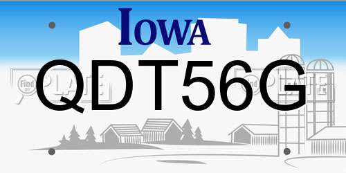 QDT56G Iowa License Plate