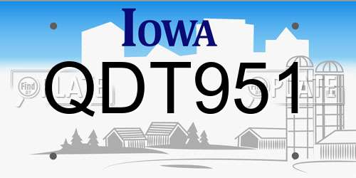 QDT951 Iowa License Plate