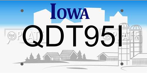QDT95I Iowa License Plate