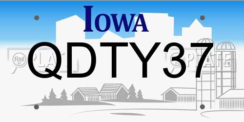 QDTY37 Iowa License Plate