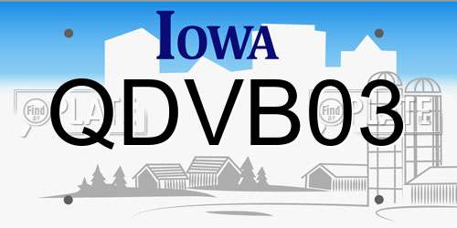 QDVB03 Iowa License Plate