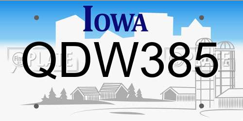 QDW385 Iowa License Plate