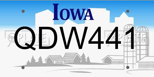 QDW441 Iowa License Plate