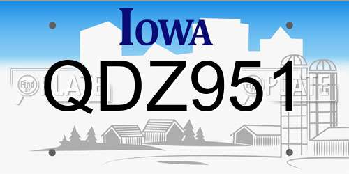 QDZ951 Iowa License Plate