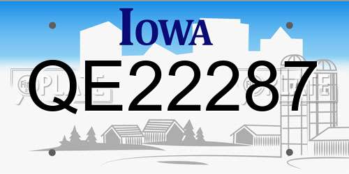 QE22287 Iowa License Plate