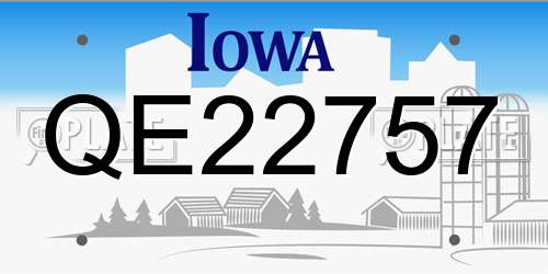 QE22757 Iowa License Plate