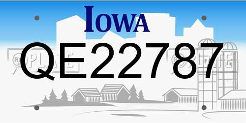 QE22787 Iowa License Plate