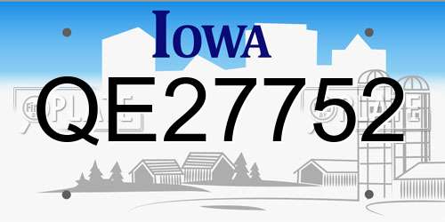 QE27752 Iowa License Plate