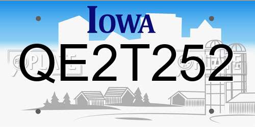 QE2T252 Iowa License Plate