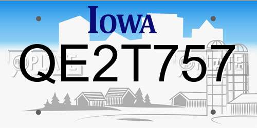 QE2T757 Iowa License Plate