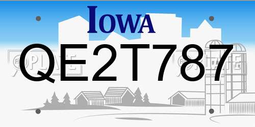 QE2T787 Iowa License Plate
