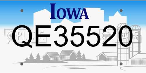 QE35520 Iowa License Plate