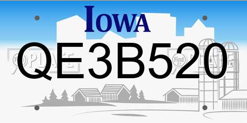 QE3B520 Iowa License Plate
