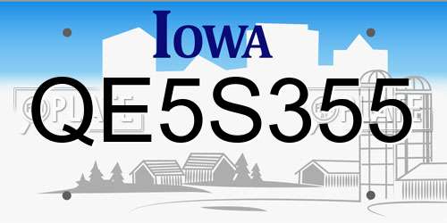 QE5S355 Iowa License Plate