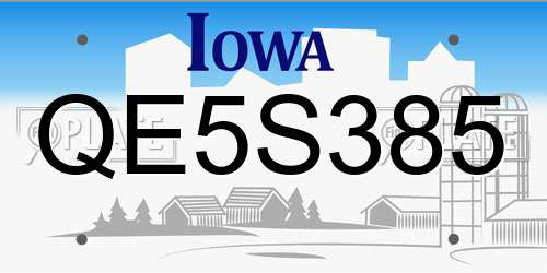 QE5S385 Iowa License Plate