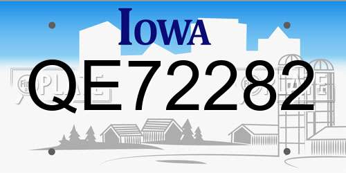 QE72282 Iowa License Plate