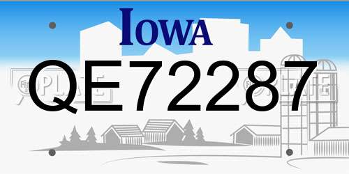 QE72287 Iowa License Plate