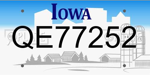 QE77252 Iowa License Plate