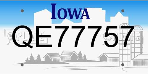 QE77757 Iowa License Plate
