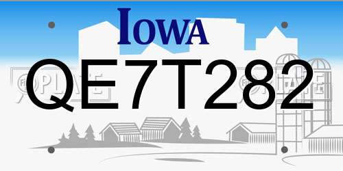 QE7T282 Iowa License Plate