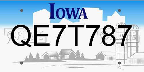 QE7T787 Iowa License Plate