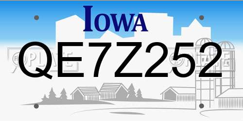 QE7Z252 Iowa License Plate