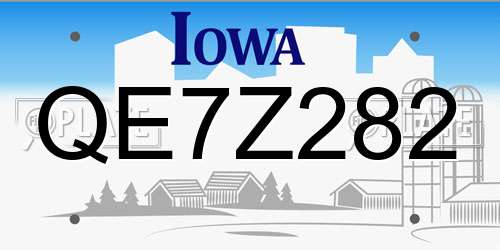 QE7Z282 Iowa License Plate