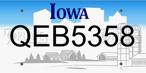 QEB5358 Iowa License Plate