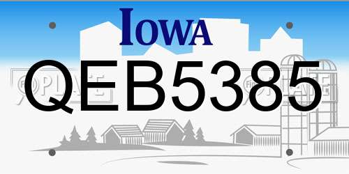 QEB5385 Iowa License Plate