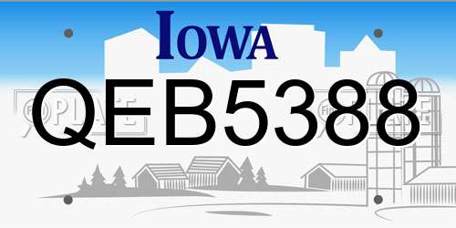 QEB5388 Iowa License Plate