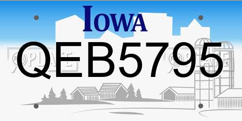 QEB5795 Iowa License Plate