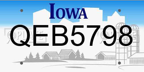 QEB5798 Iowa License Plate