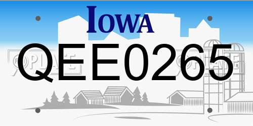 QEE0265 Iowa License Plate