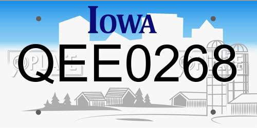 QEE0268 Iowa License Plate